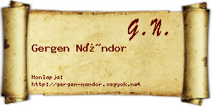 Gergen Nándor névjegykártya