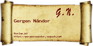 Gergen Nándor névjegykártya